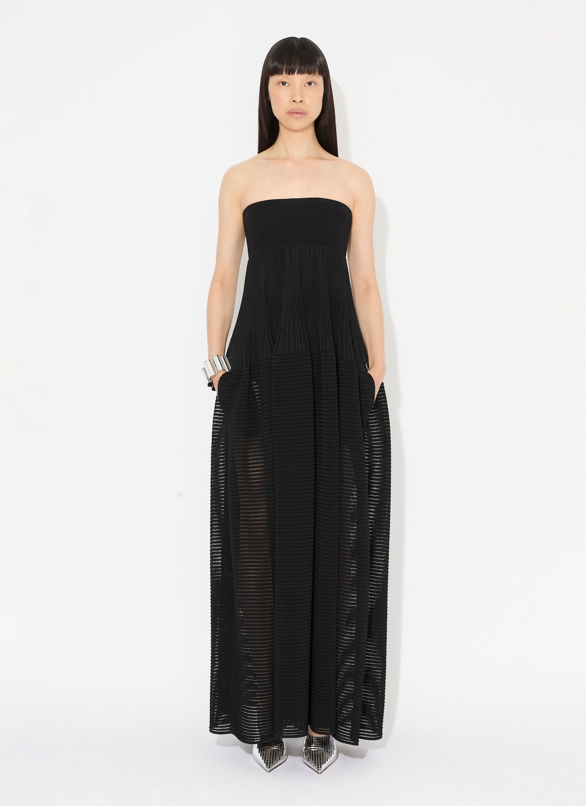 LONG CRINOLINE KNIT DRESS ALAÏA  LONG CRINOLINE KNIT DRESS